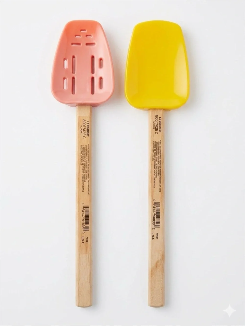 Le Creuset Silicone Spatula Wood Handle Retired Soleil Yellow & Hibiscus Scraper